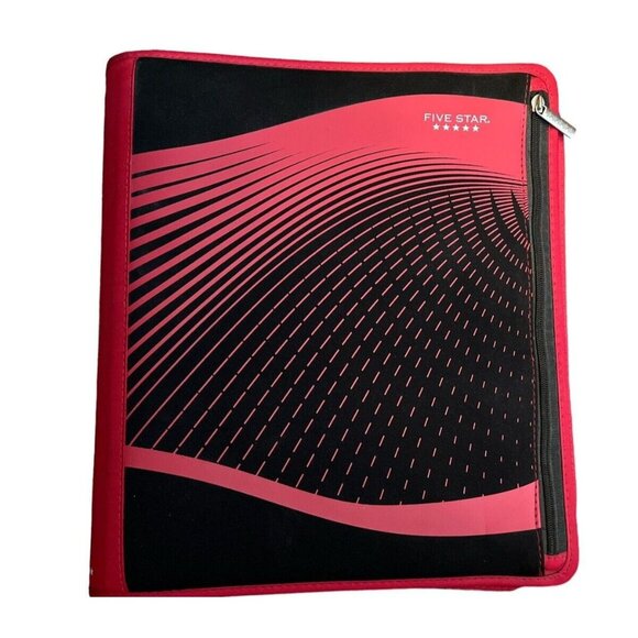Vtg 90s Five Star Red 2" Ring Zipper Pen Pencil Pocket Binder Trapper Keeper EUC - Picture 1 of 5